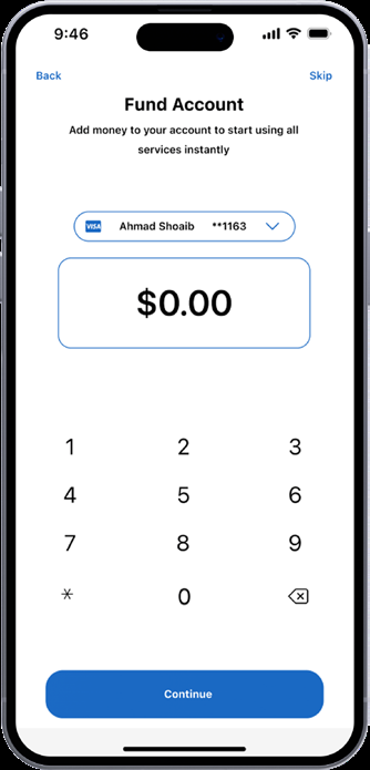 NBK SmartWealth fund account screen: large $0.00 entry field above a numeric keypad